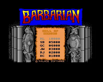 Barbarian: The Ultimate Warrior – Title screen