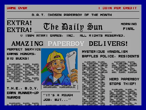 Paperboy – Titelbildschirm