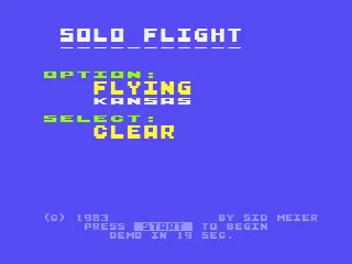 Solo Flight – Titulní obrazovka