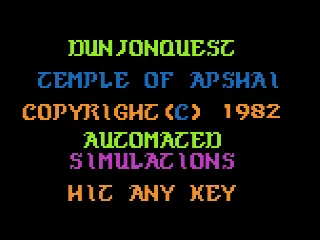 Temple of Apshai – Titulní obrazovka