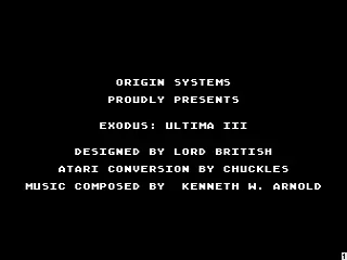 Ultima III: Exodus – Titulní obrazovka