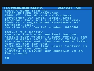 Zork II: The Wizard of Frobozz – Title screen