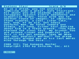 Zork III: The Dungeon Master – Titelbildschirm