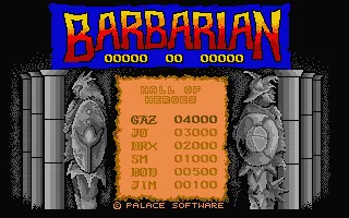 Barbarian: The Ultimate Warrior – Titulní obrazovka