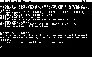Zork I: The Great Underground Empire – Titelbildschirm
