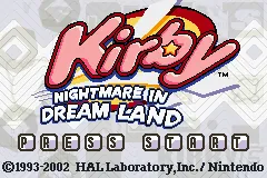 Kirby: Nightmare in Dream Land – Title screen
