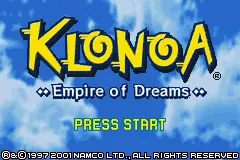 Klonoa: Empire of Dreams – Titelbildschirm