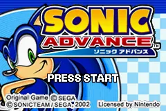 Sonic Advance – Titulní obrazovka