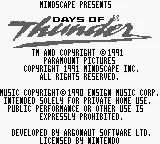 Days of Thunder – Title screen