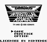 Gradius: The Interstellar Assault (Nemesis II) – Titelbildschirm