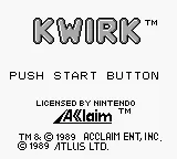 Kwirk – Titelbildschirm