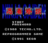 Ninja Gaiden (GG) – Titulní obrazovka
