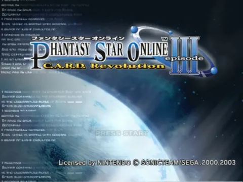 Phantasy Star Online Episode III: C.A.R.D. Revolution – Titulní obrazovka