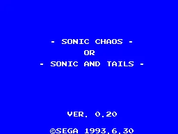 Sonic Chaos – Titulní obrazovka