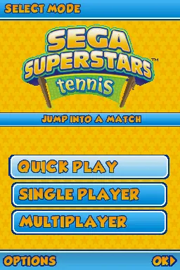 SEGA Superstars Tennis – Titulní obrazovka