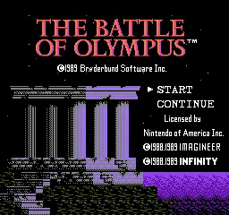 The Battle of Olympus – Titelbildschirm