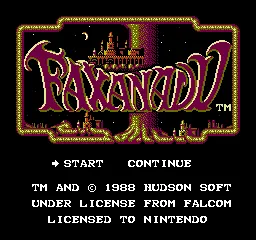Faxanadu – Titelbildschirm