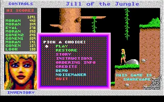 Jill of the Jungle – Titulní obrazovka