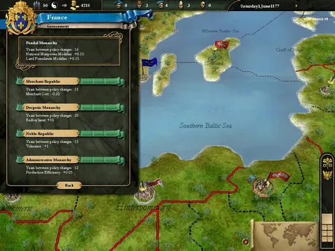 Europa Universalis III – Aus dem Spiel