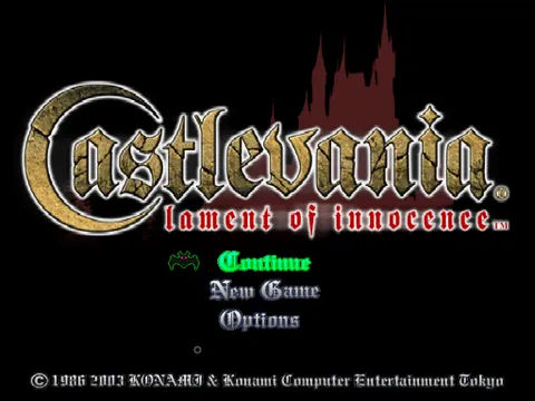 Castlevania: Lament of Innocence – Titulní obrazovka