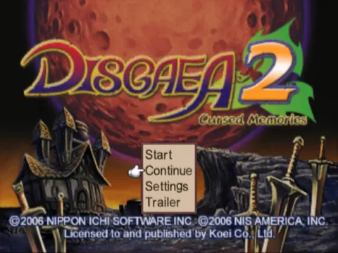 Disgaea 2: Cursed Memories – Titulní obrazovka
