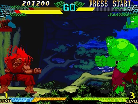 Marvel Super Heroes vs. Street Fighter – In-game