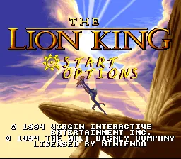 The Lion King – Titulní obrazovka