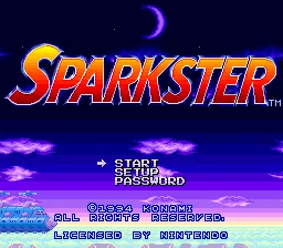 Sparkster – Titulní obrazovka