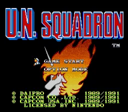 U.N. Squadron – Écran-titre