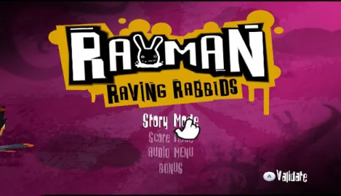 Rayman Raving Rabbids – Title screen