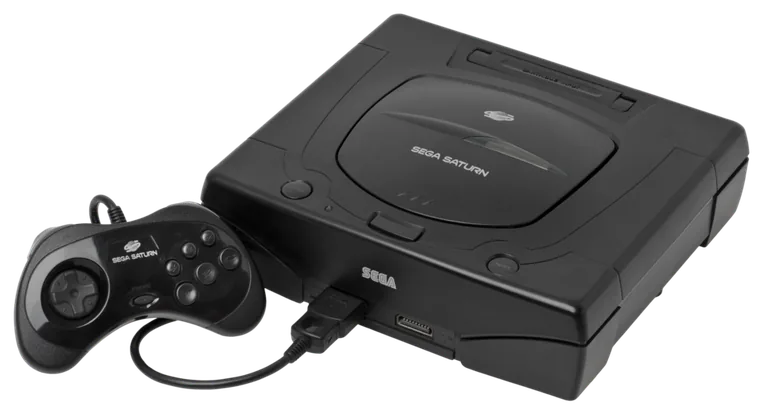 American Sega Saturn with a second-generation controller